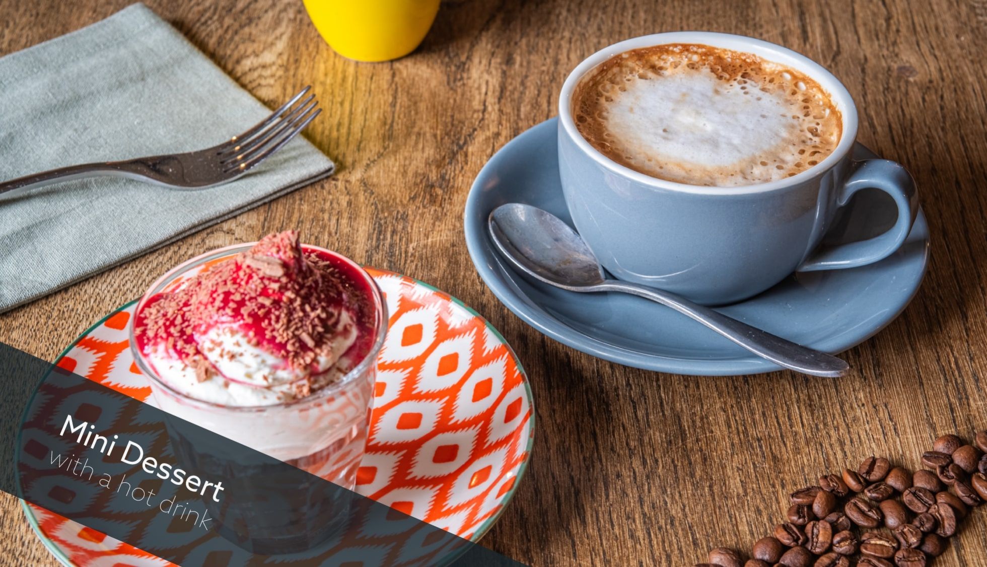 Mini dessert and hot drink at The White Hart Overton