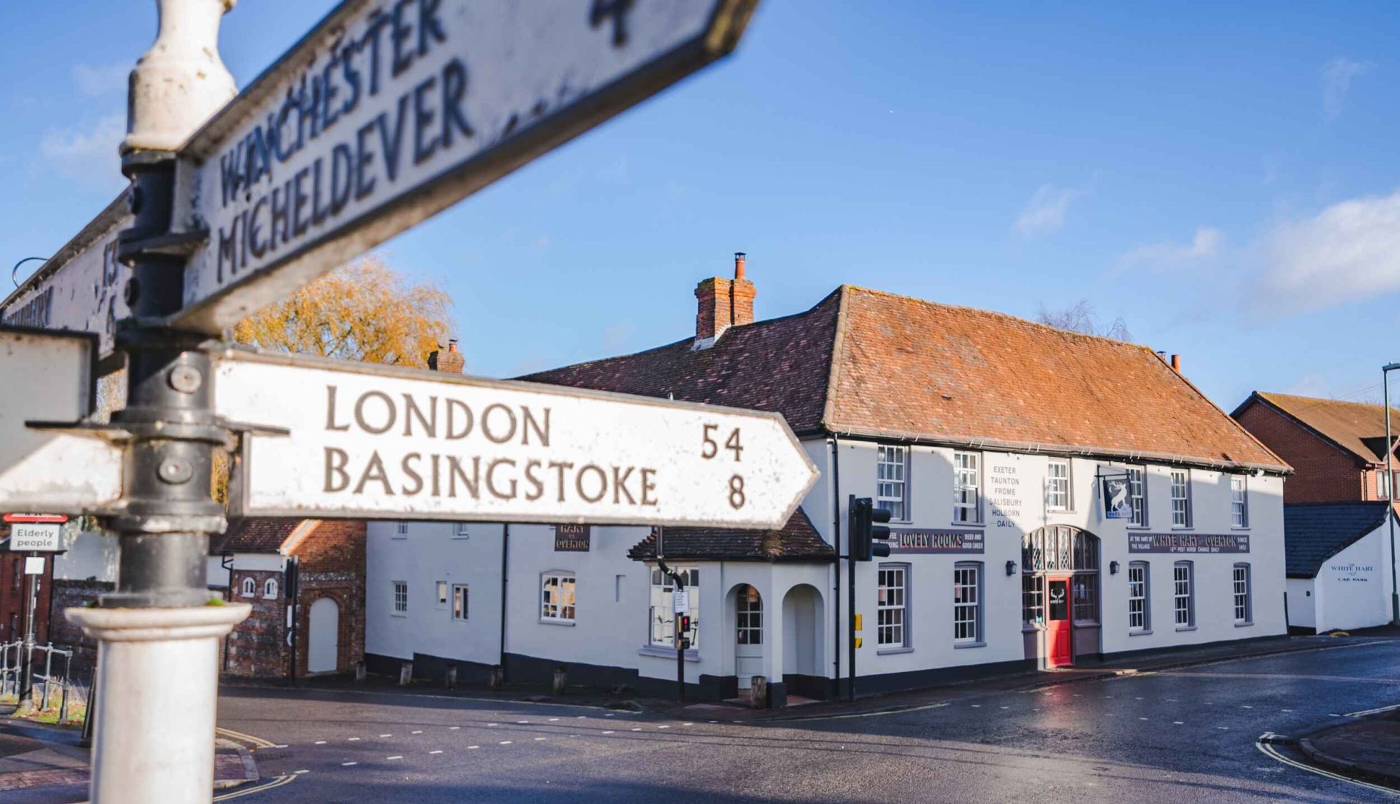 Outside the White Hart Overton